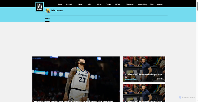 Security scan screenshot of https://www.fanzine.com/ncaam/marquette
