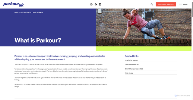 Security scan screenshot of https://parkour.uk/discover-parkour/what-is-parkour