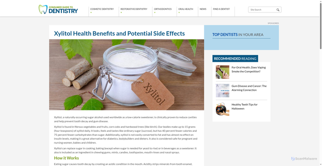 Security scan screenshot of https://www.yourdentistryguide.com/xylitol/