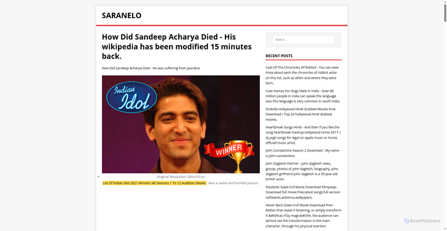 Security scan screenshot of https://olenaras.pages.dev/posts/how-did-sandeep-acharya-died/