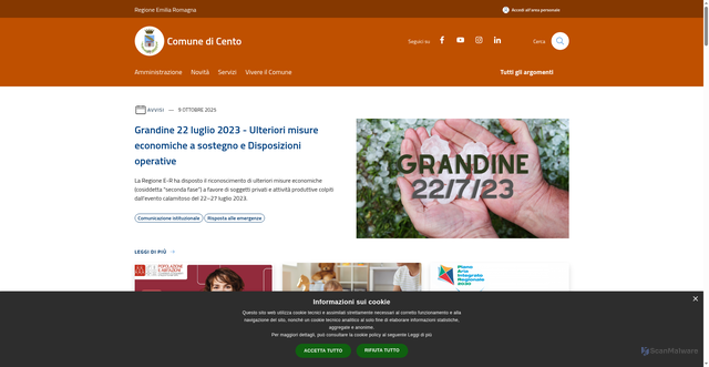 Security scan screenshot of https://www.comune.cento.fe.it/it