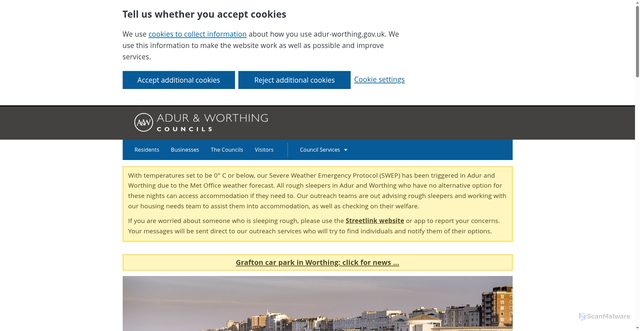 Security scan screenshot of https://www.adur-worthing.gov.uk/