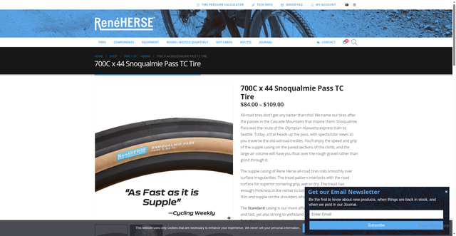 Security scan screenshot of https://www.renehersecycles.com/shop/components/tires/700c/700cx44-snoqualmie-pass/?srsltid=AfmBOop958l-dnJYzVlkNhdkYgW6ZhaeJzmramq0qNvYk3pYzkRgJM7x