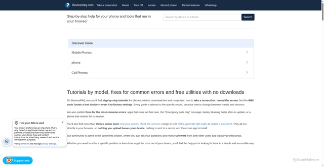 Security scan screenshot of https://devicesfaq.com
