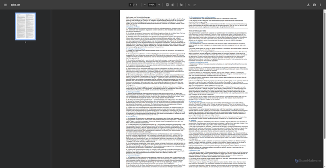 Security scan screenshot of http://www.wegenerwelding.de/PDFs/agbs.pdf