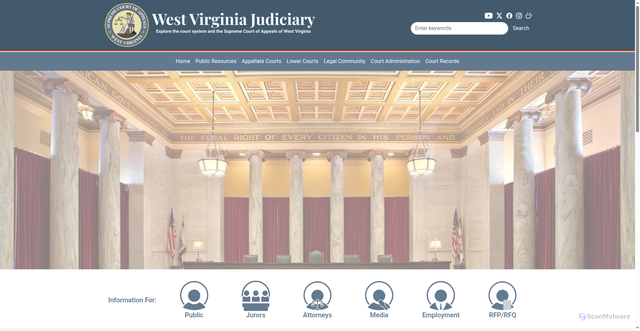 Security scan screenshot of https://www.courtswv.gov/