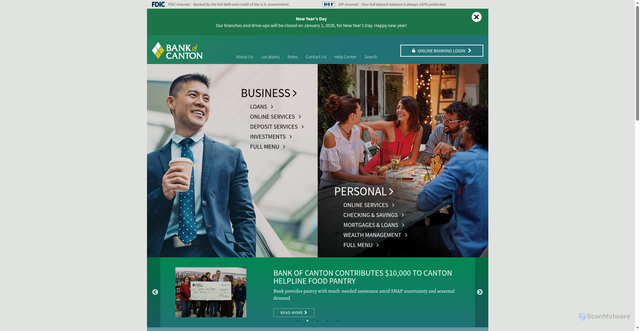Security scan screenshot of https://www.thebankofcanton.com/