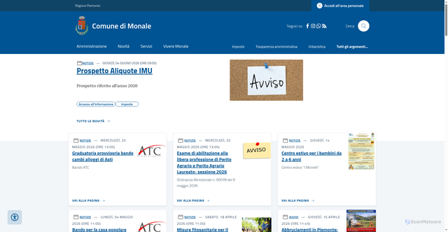 Security scan screenshot of https://www.comune.monale.at.it