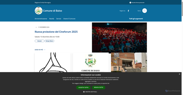 Security scan screenshot of https://comune.baiso.re.it/it