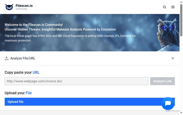 Security scan screenshot of https://www.filescan.io/