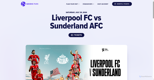Security scan screenshot of https://geodispark.com/events/liverpool-fc-vs-sunderland-afc/