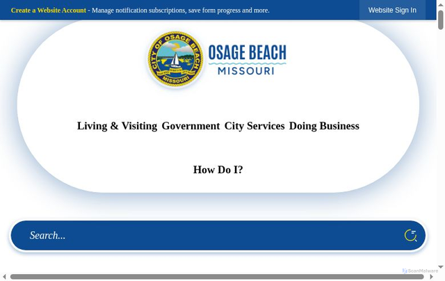 Security scan screenshot of https://osagebeach-mo.gov/