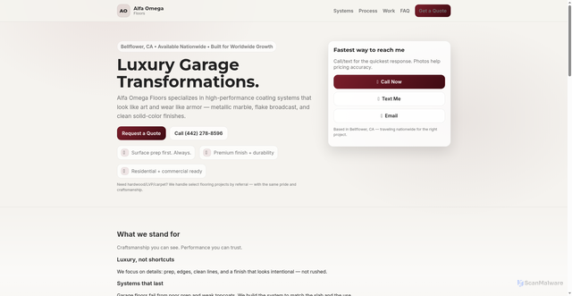 Security scan screenshot of http://alfaomegafloors.com/