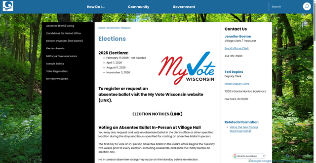 Security scan screenshot of https://villageoffoxpoint.com/307/Elections