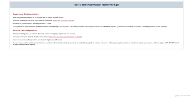 Security scan screenshot of https://www.identitytheft.gov/