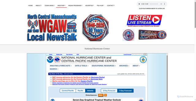 Security scan screenshot of https://wgaw1340.com/national-hurricane-center/