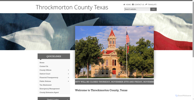 Security scan screenshot of https://www.throckmortoncounty.org/