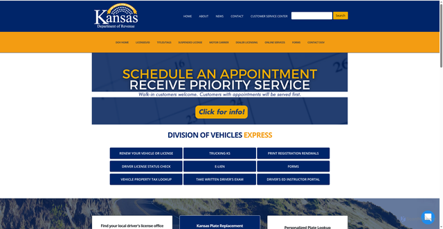 Security scan screenshot of https://www.ksrevenue.gov/dovindex.html