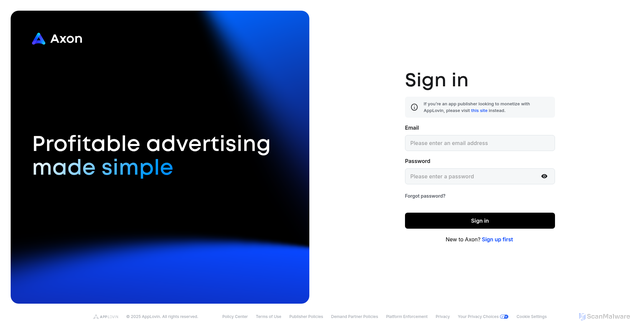 Security scan screenshot of https://ads.axon.ai