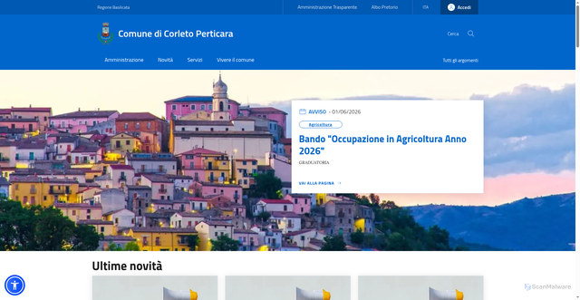 Security scan screenshot of https://www.comune.corletoperticara.pz.it