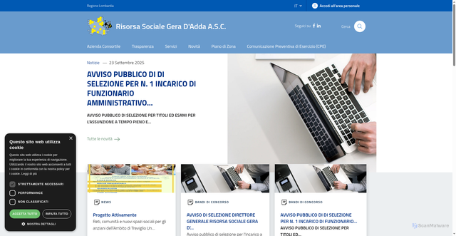 Security scan screenshot of https://www.risorsasociale.it/