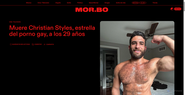 Security scan screenshot of https://mor.bo/muere-christian-styles-estrella-del-porno-gay-a-los-29-anos/