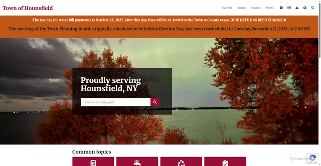 Security scan screenshot of https://townofhounsfield.gov/