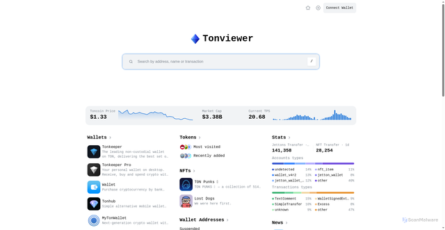 Security scan screenshot of https://tonviewer.com