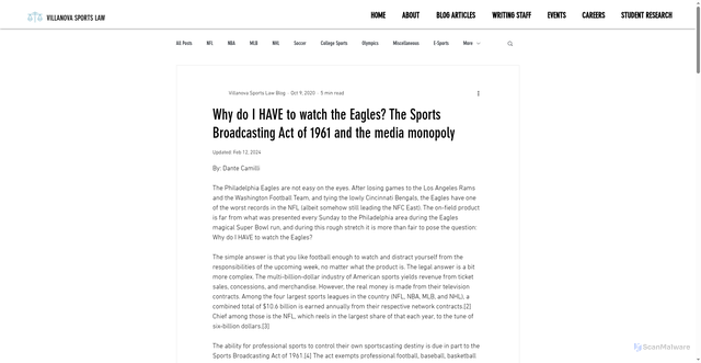 Security scan screenshot of https://www.novasportslaw.com/post/why-do-i-have-to-watch-the-eagles-the-sports-broadcasting-act-of-1961-and-the-media-monopoly