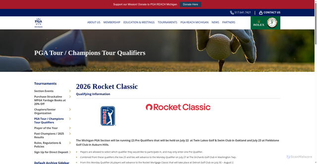 Security scan screenshot of https://michiganpga.com/tournaments/pga-tour-qualifiers/
