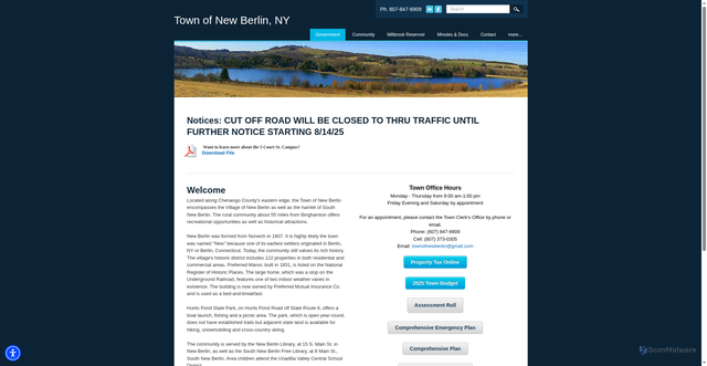 Security scan screenshot of https://www.townofnewberlinny.gov/