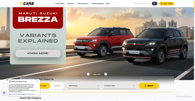 Security scan screenshot of https://www.v3cars.com