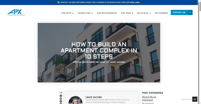 Security scan screenshot of https://apxconstructiongroup.com/how-to-build-an-apartment-complex/