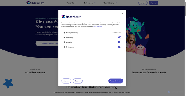 Security scan screenshot of https://www.splashmath.com