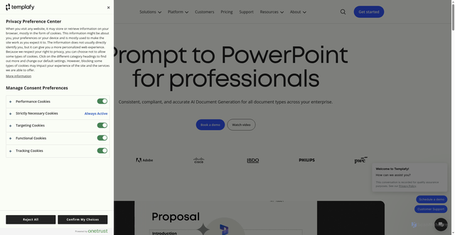 Security scan screenshot of https://templafy.com