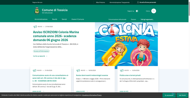 Security scan screenshot of https://www.comune.tossicia.te.it
