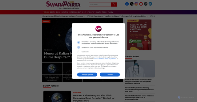 Security scan screenshot of https://swarawarta.co.id