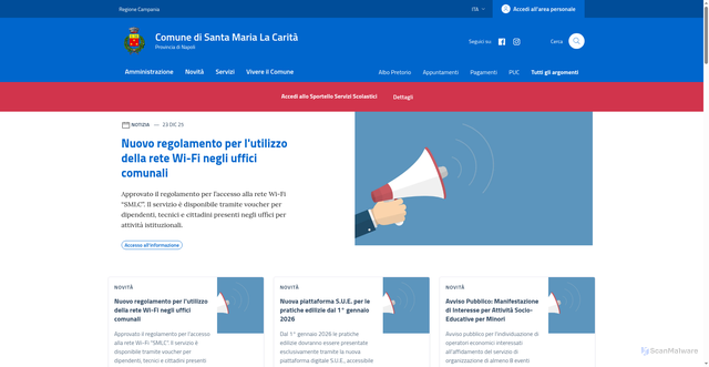 Security scan screenshot of https://comune.santamarialacarita.na.it/