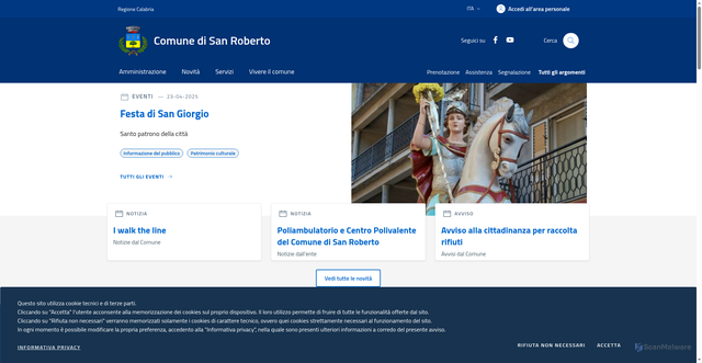 Security scan screenshot of https://www.comune.sanroberto.rc.it/