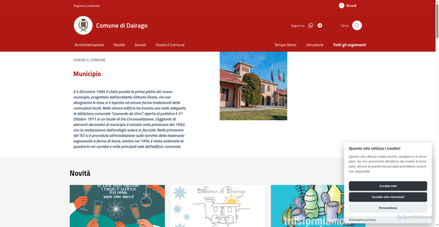 Security scan screenshot of https://comune.dairago.mi.it:443/