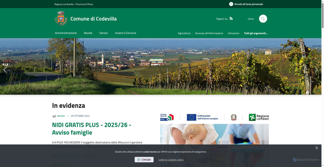 Security scan screenshot of https://www.comune.codevilla.pv.it/it-it/home