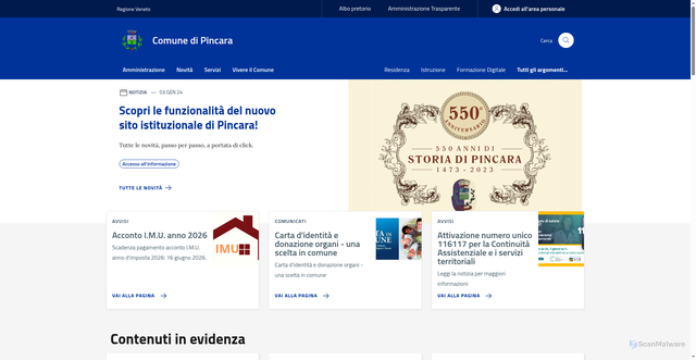 Security scan screenshot of https://www.comune.pincara.ro.it