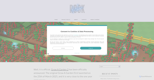 Security scan screenshot of https://www.durbinrock.com/grow-a-garden-2-is-officially-announced/