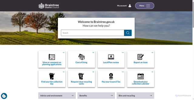 Security scan screenshot of https://www.braintree.gov.uk/