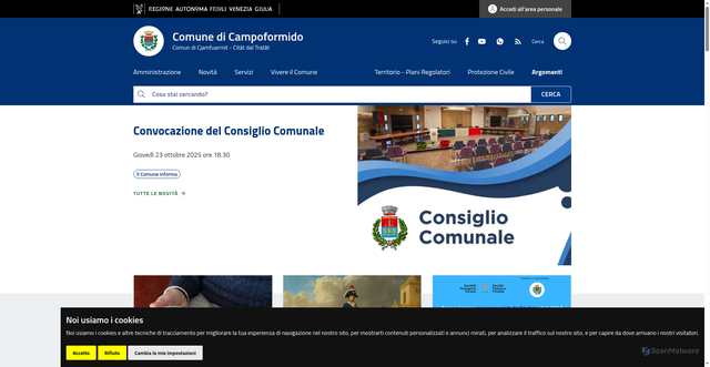 Security scan screenshot of https://www.comune.campoformido.ud.it/
