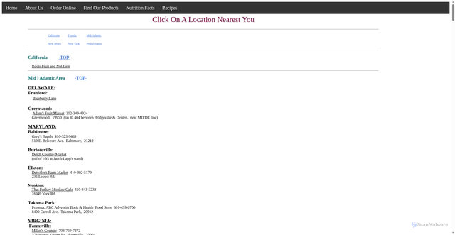 Security scan screenshot of https://www.baumanfamily.com/locations.shtml