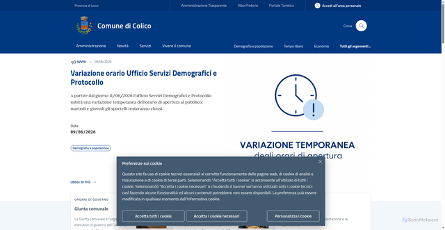 Security scan screenshot of https://www.comune.colico.lc.it