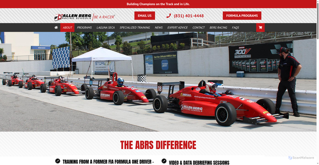 Security scan screenshot of https://www.allenbergracingschools.com/race-school/