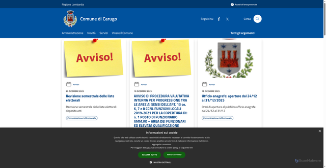 Security scan screenshot of https://www.comune.carugo.co.it/it