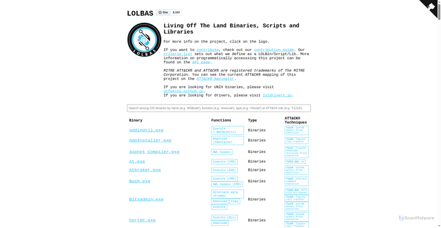 Security scan screenshot of https://lolbas-project.github.io/